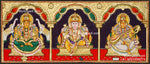 3 Panel Ganesha Lakshmi Saraswathi Tanjore Painting