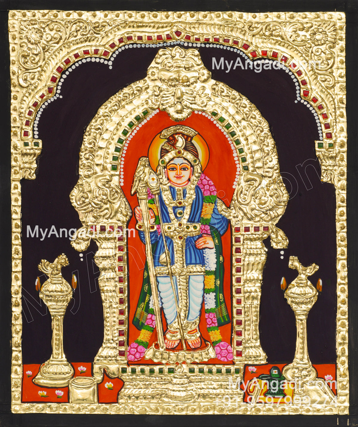 palani Raja Alangara Murugan Tanjore Painting