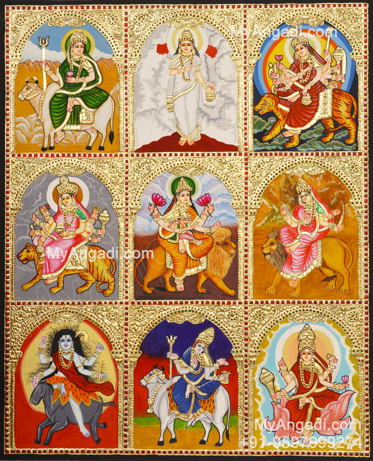 Nava Durgai Tanjore Painting