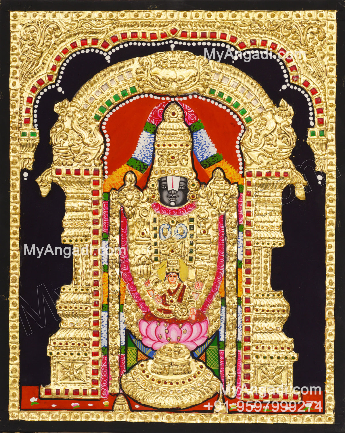 Venkateshwara swamy Lakshmi Tanjore Painting