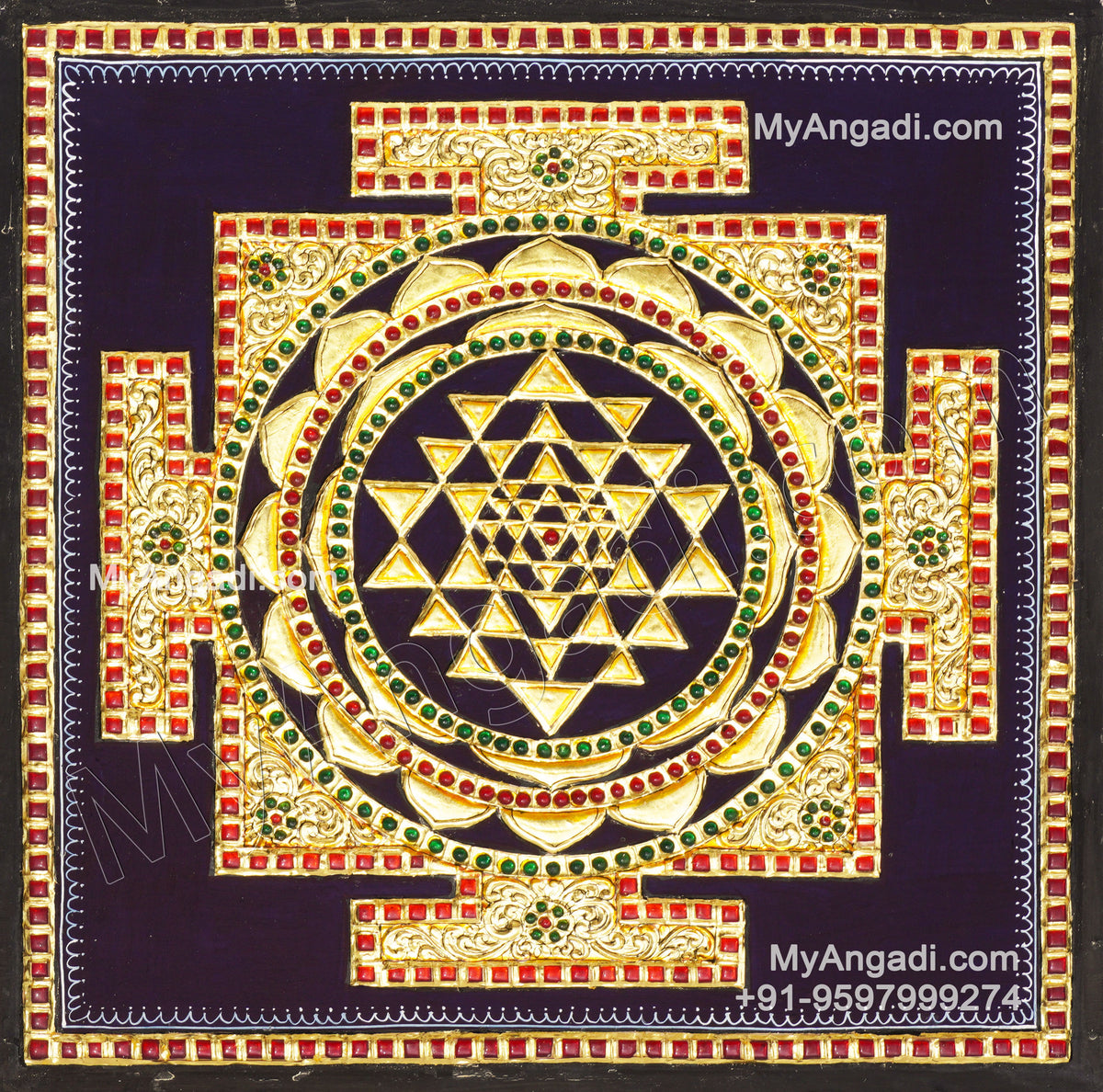 Sri Chakram Tanjore Painting