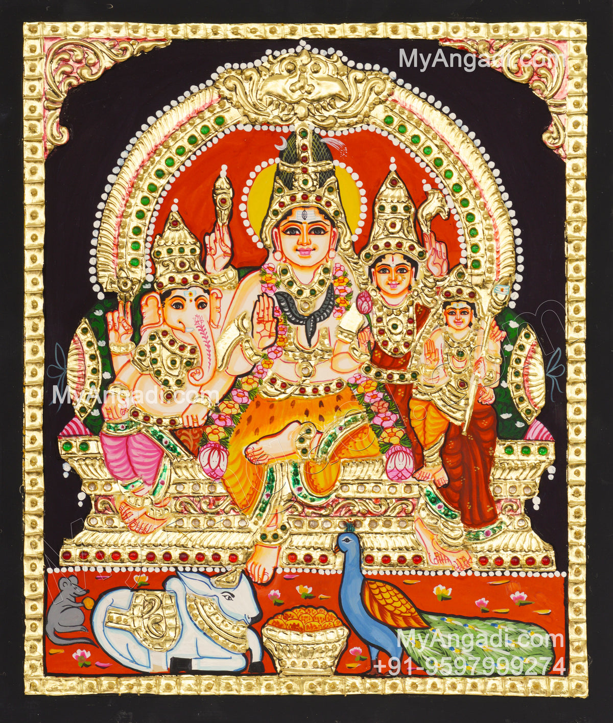 Shiva Family Tanjore Painting - Shiva Parivar