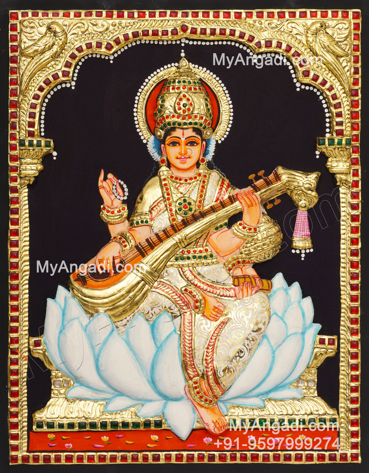 Saraswathi 3d Tanjore Painting