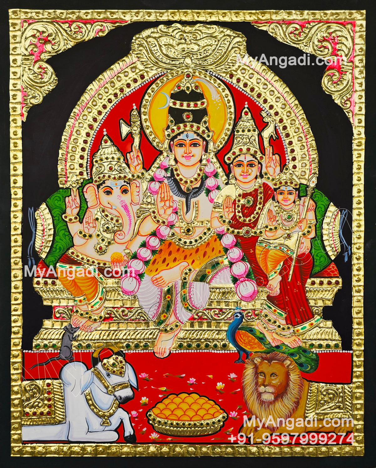 Shivan Family Tanjore Painting