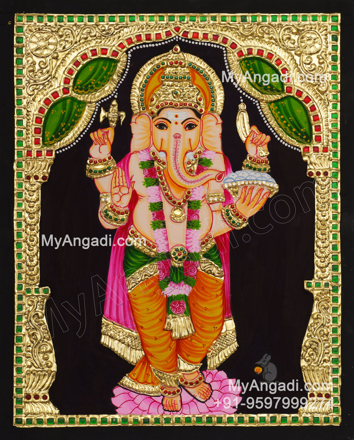 Standing Ganesha Tanjore Painting