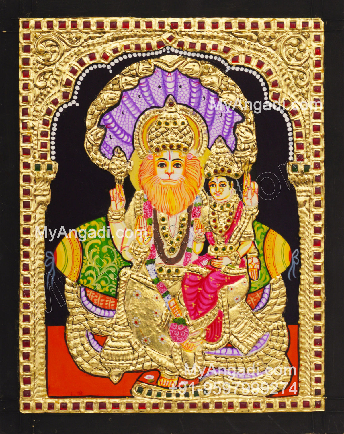 Narasimar Tanjore Painting, Lakshmi Narasimhar Tanjore Painting