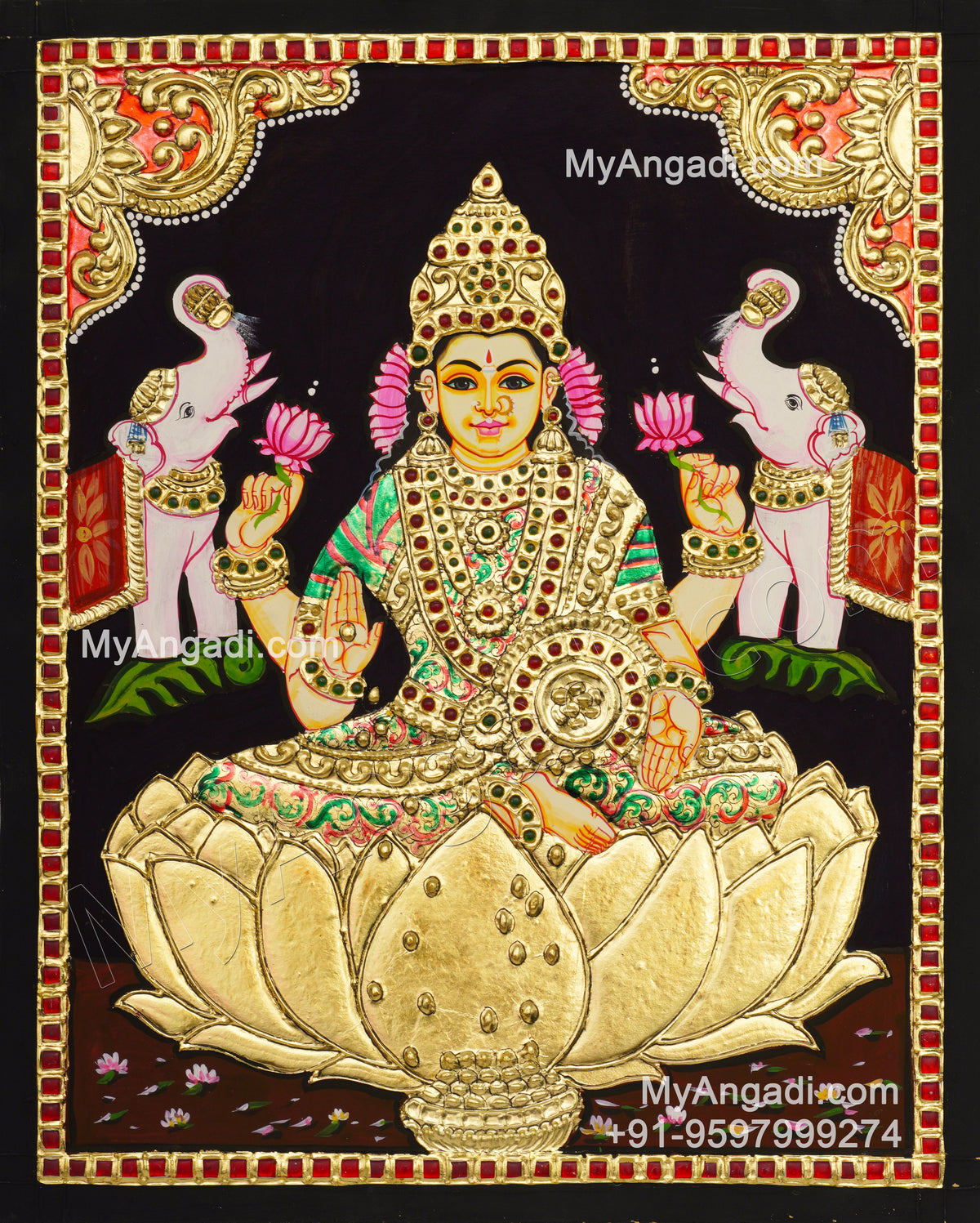 Gajalakshmi Tanjore Painting