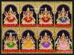 Ashta Lakshmi Tanjore Painting, AshtaLakshmi Tanjore Painting