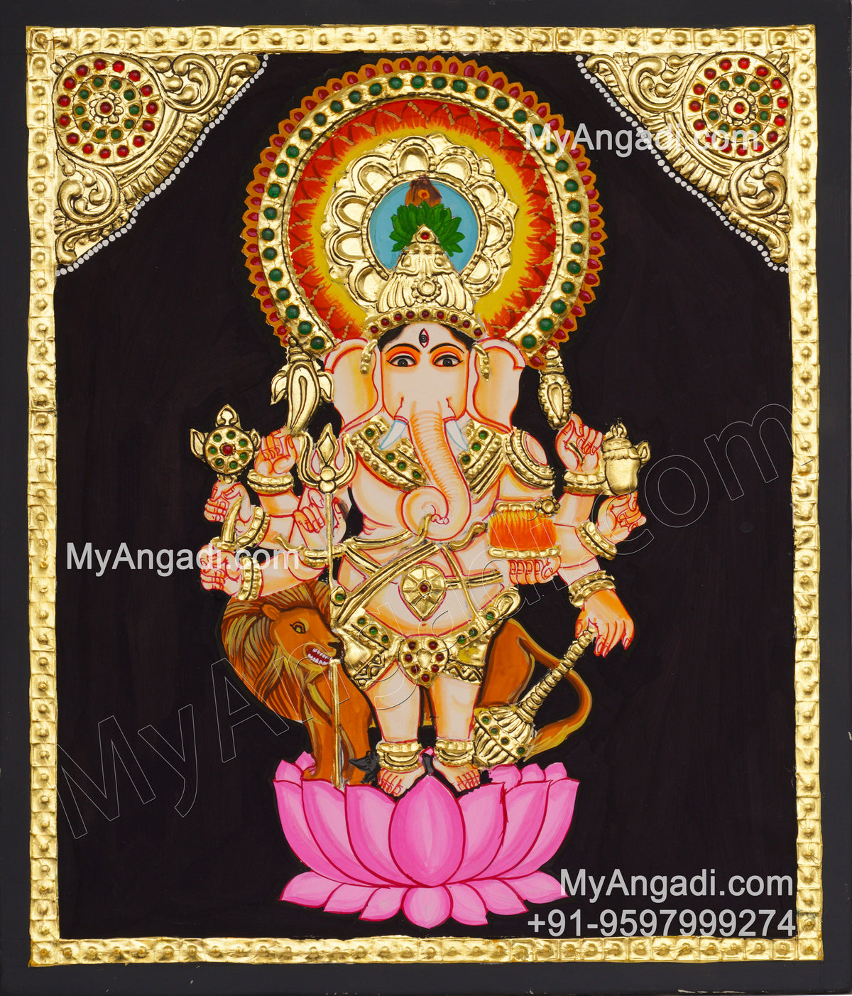 Kan Drishti Ganapathi Tanjore Painting