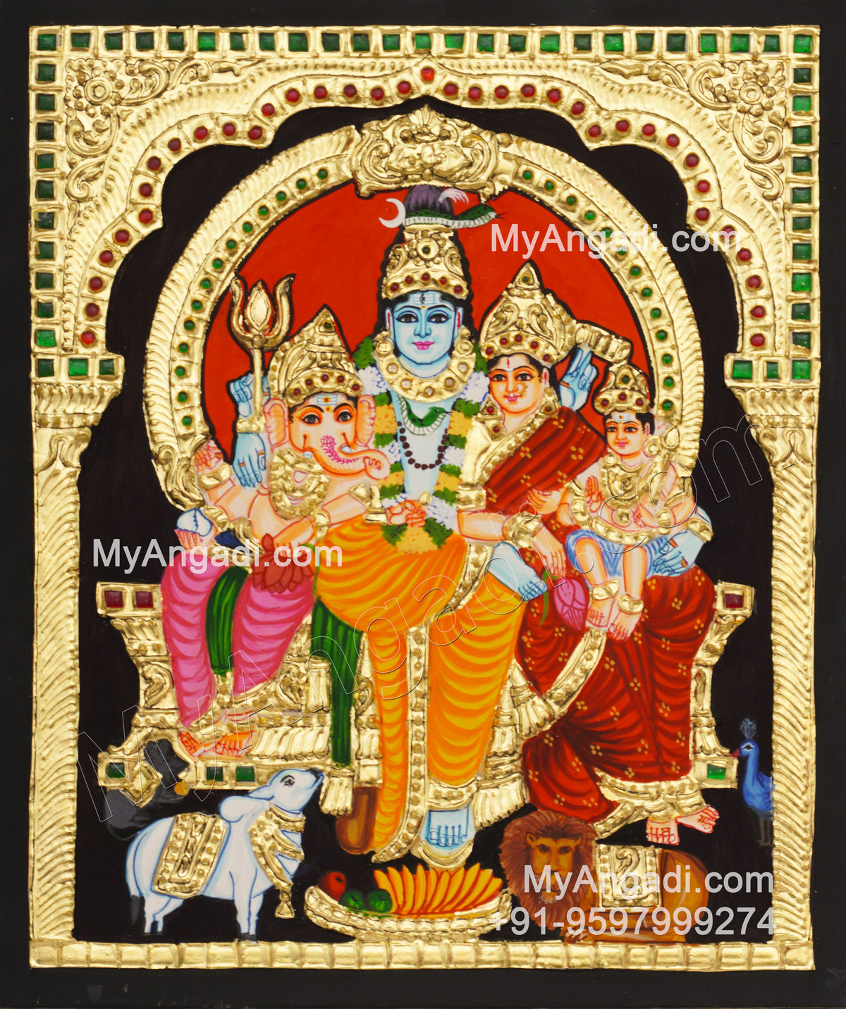 Shiva Family Tanjore Painting - Shiva Parivar