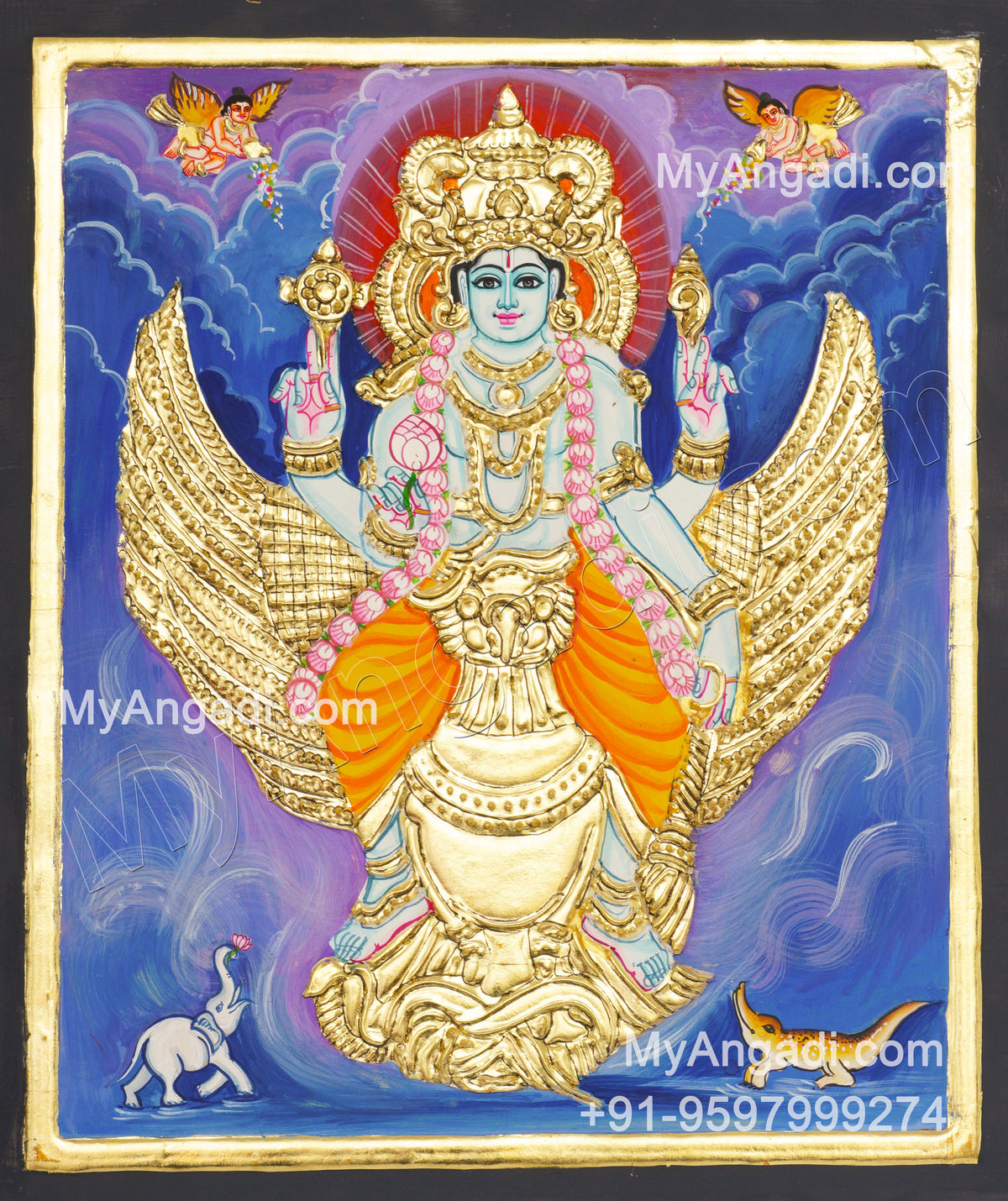 Gajendra Moksham Tanjore Painting