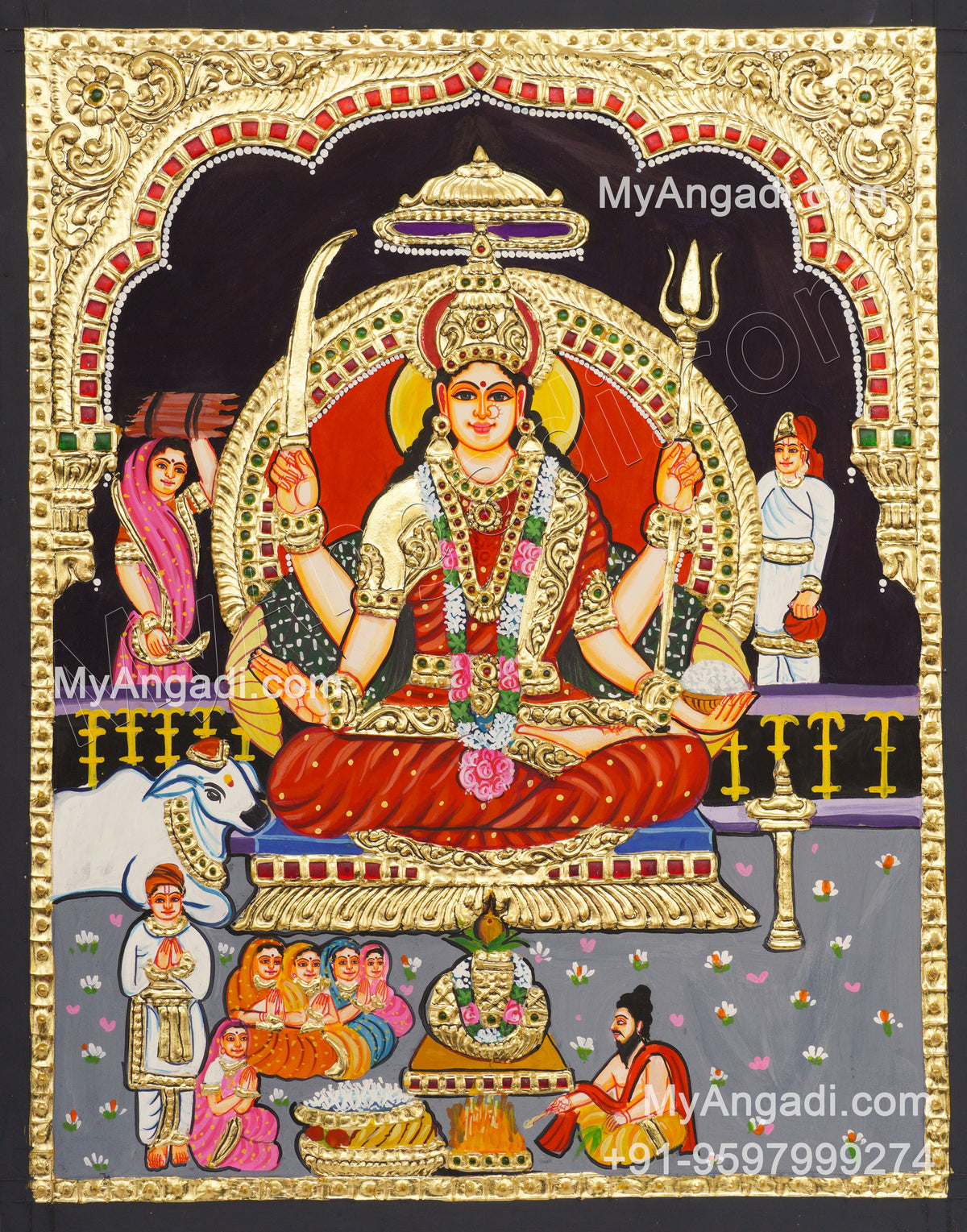 Santhoshi Maatha Tanjore Painting, Amman Tanjore Painting