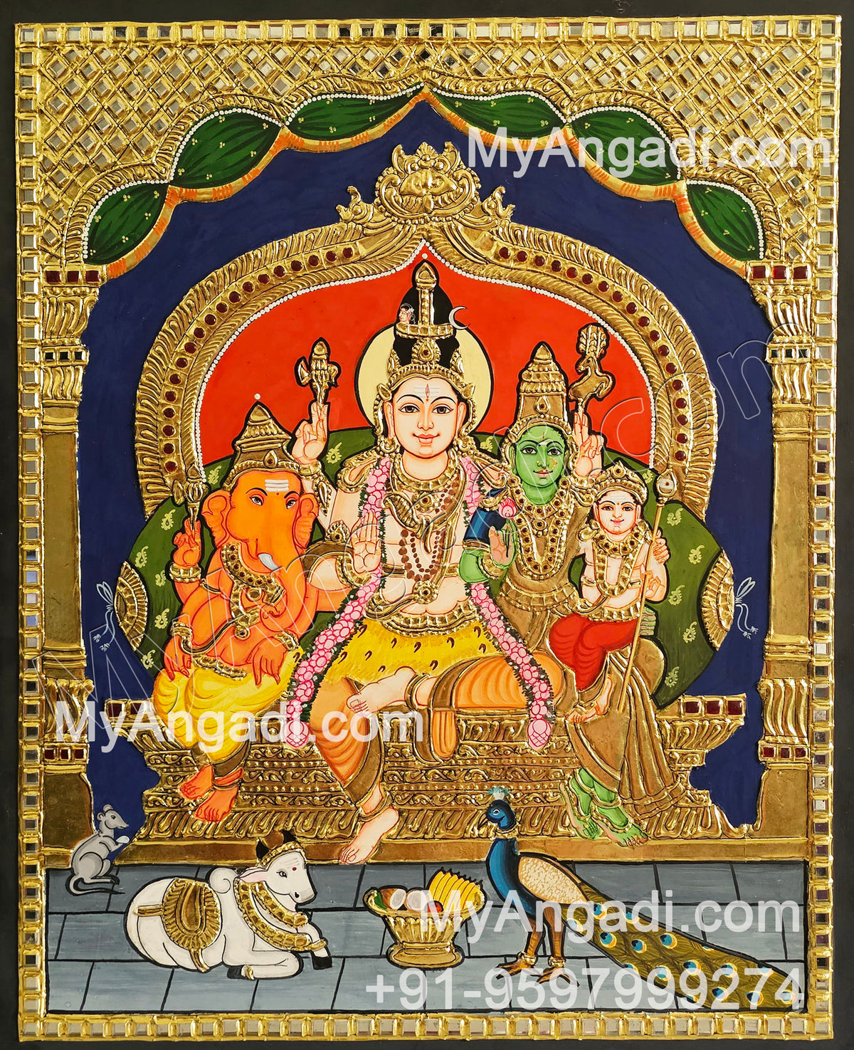 Shivan Family Tanjore Painting