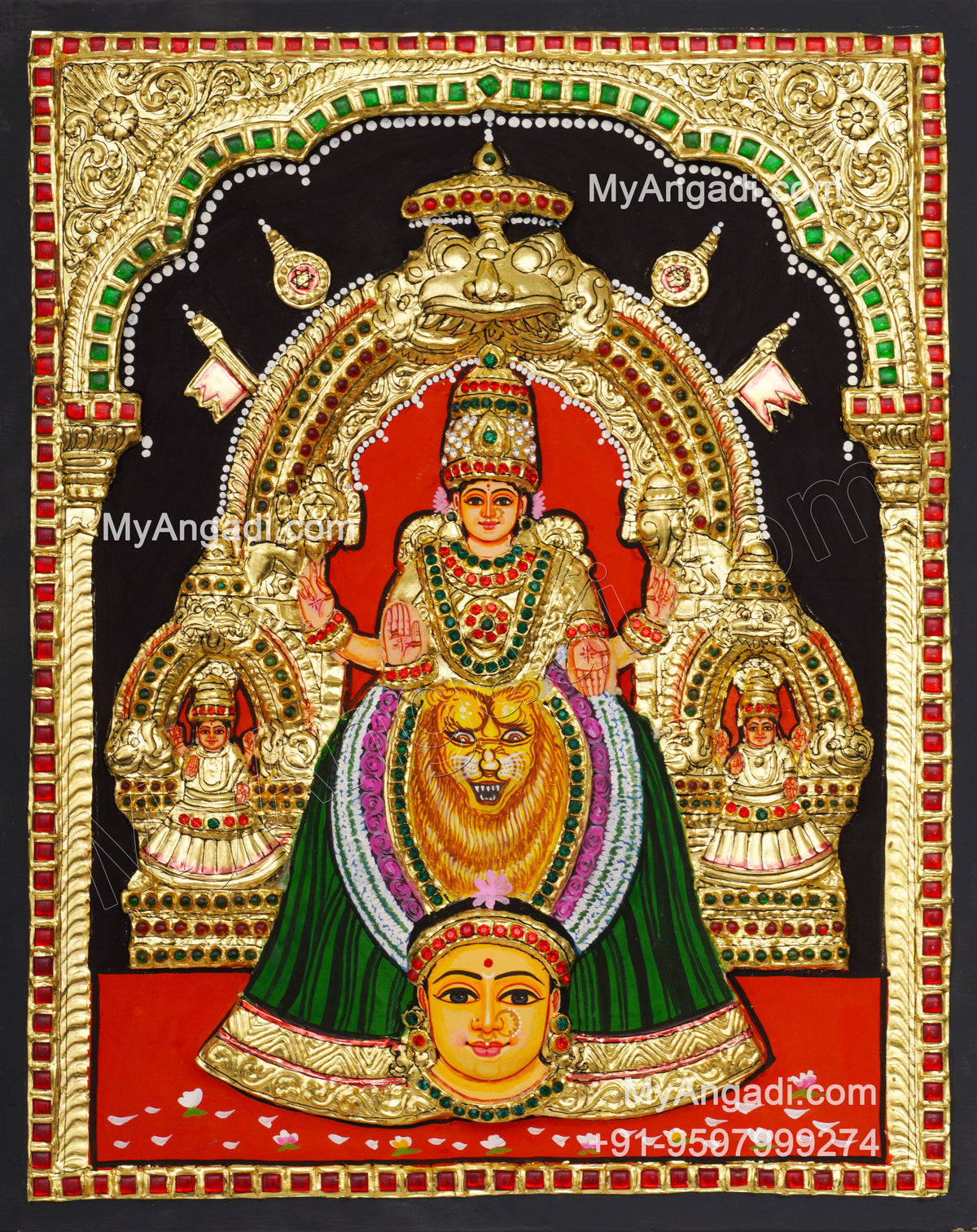 Kollur Mookambikai 3D Tanjore Painting