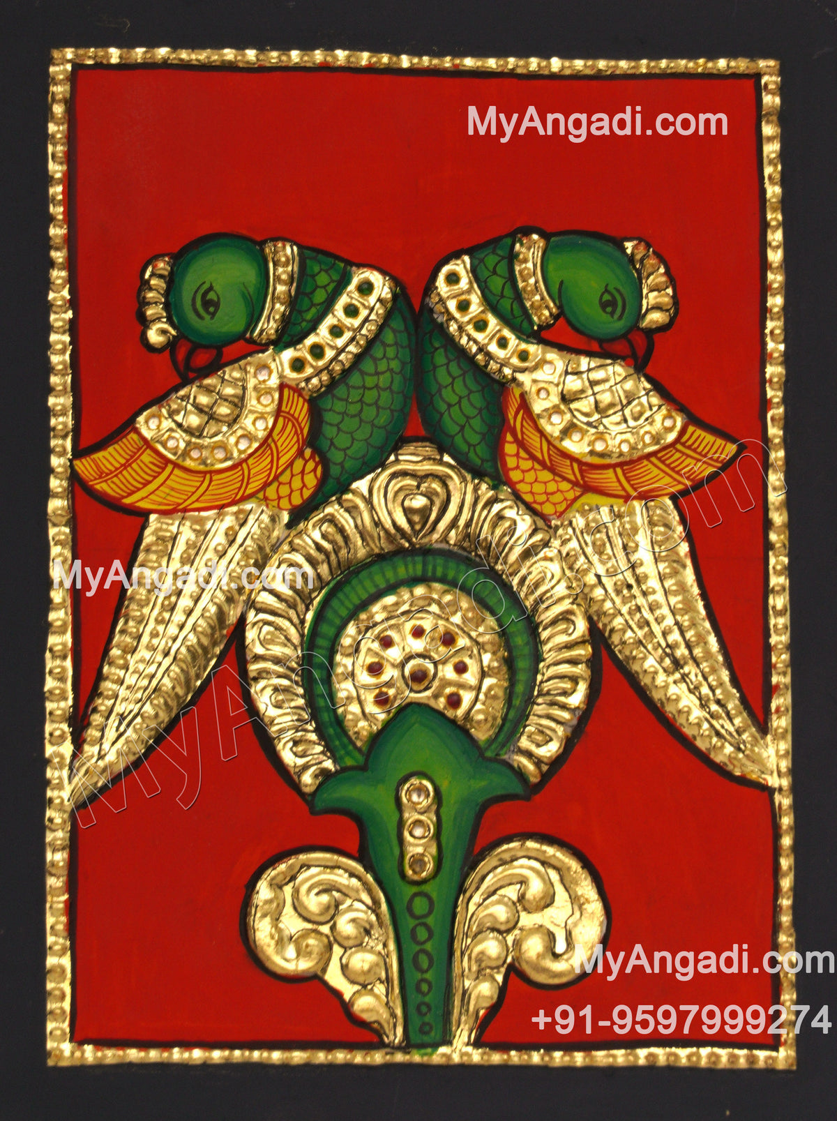 Parrot Tanjore Painting