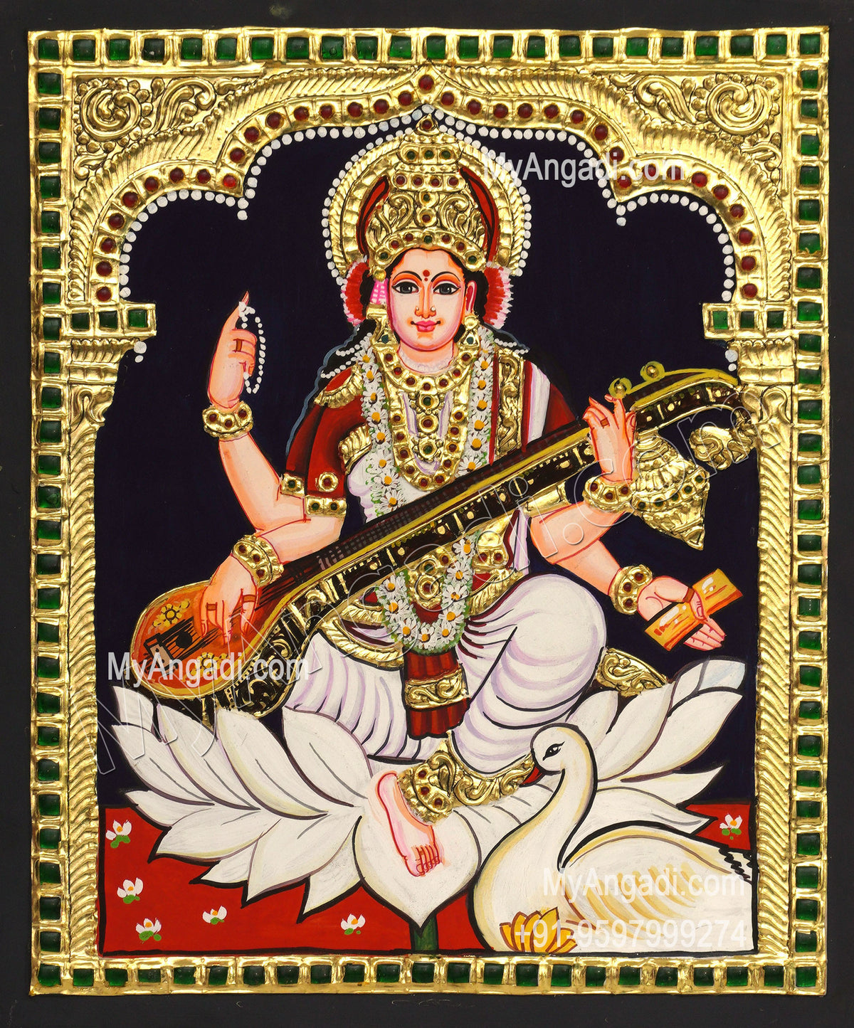 Saraswathi Devi Tanjore Painting