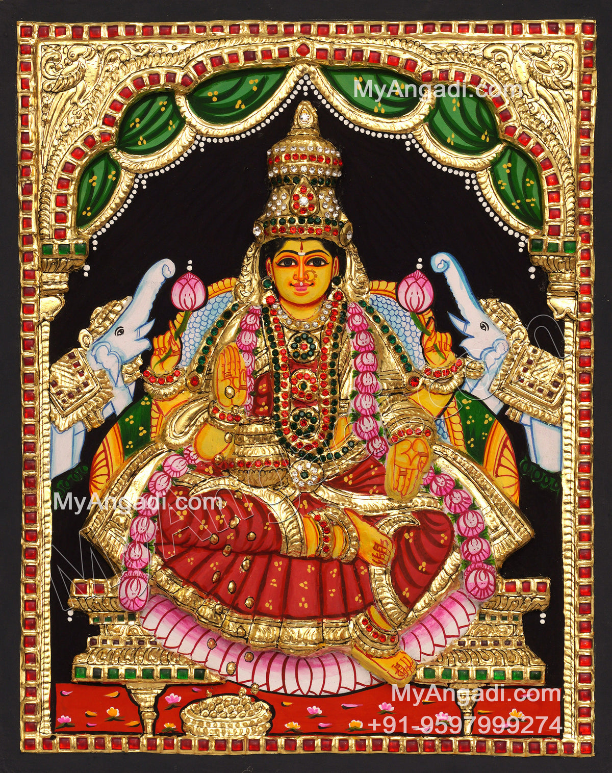3D Gaja Lakshmi Tanjore Painting