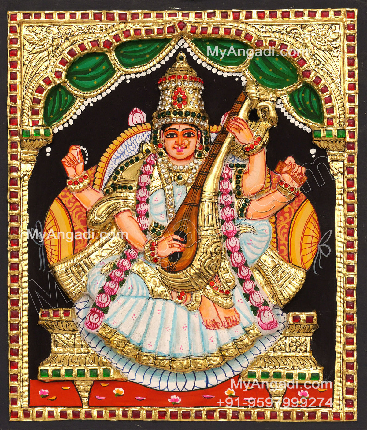 Saraswathi3D Tanjore Painting
