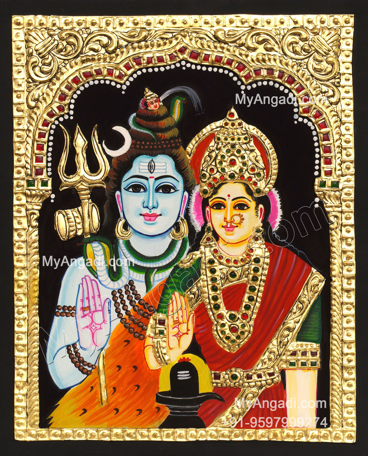 Shiva and Parvathi Devi Tanjore Paintings