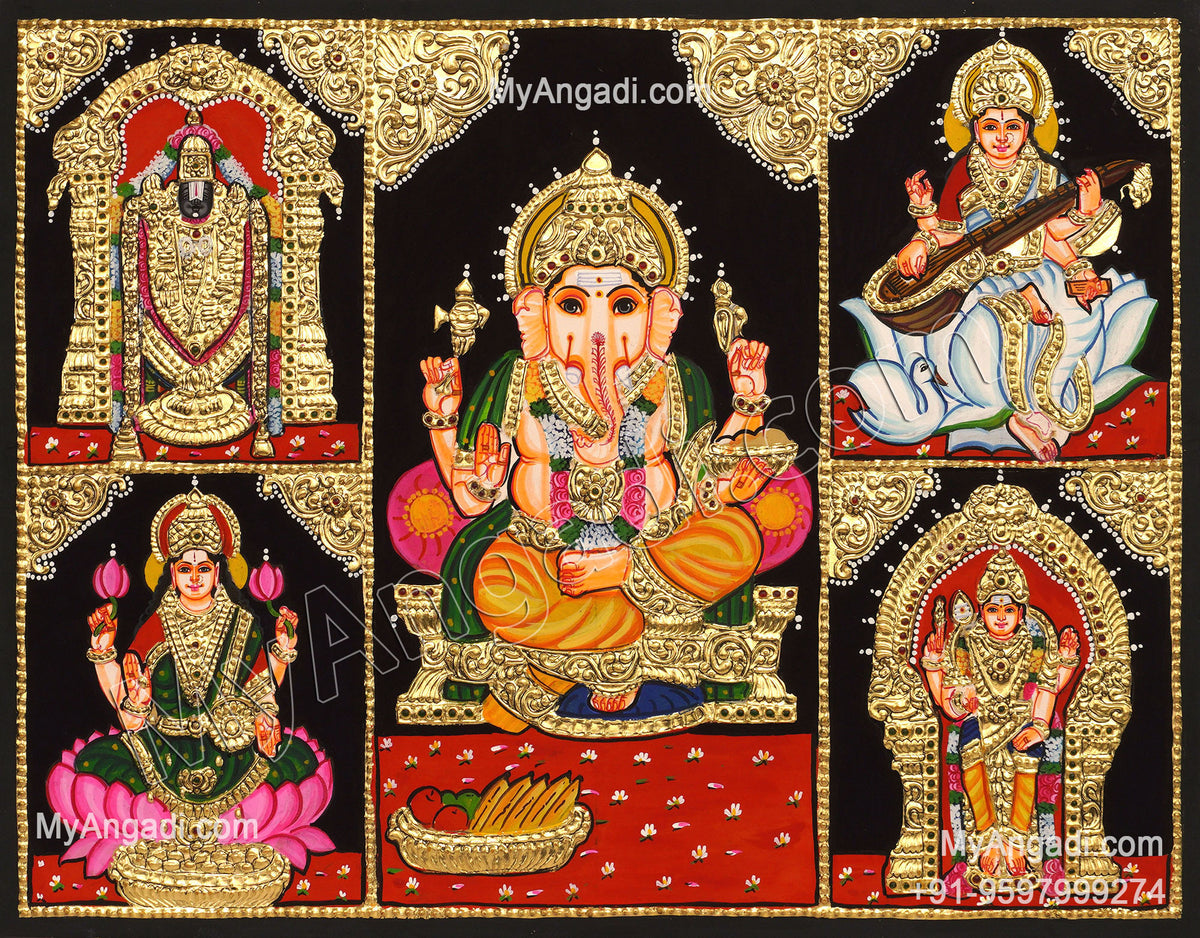 5 PanelTanjore Painting