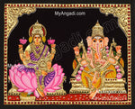Panel Ganesha Lakshmi Tanjore Painting