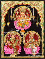 Ganesha Lakshmi Saraswathi Tanjore Painting