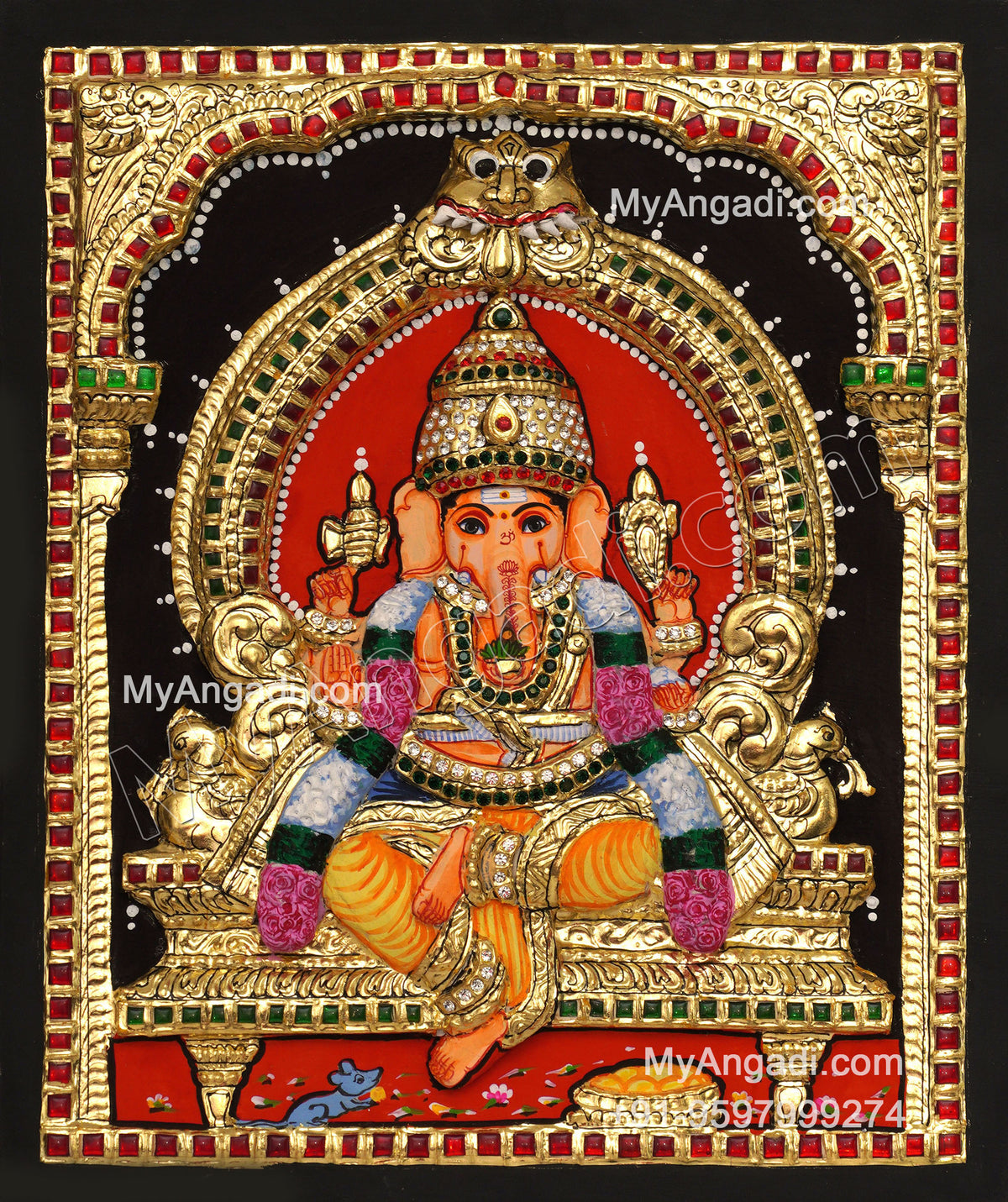 Ganesha 3d Tanjore Painting