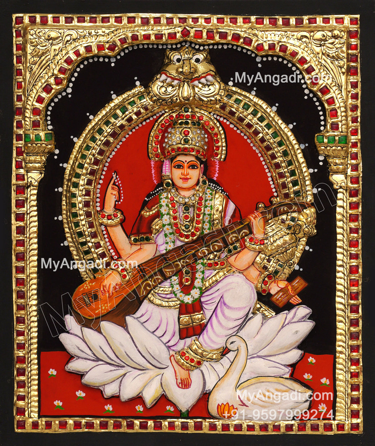 Saraswathi3D Tanjore Painting