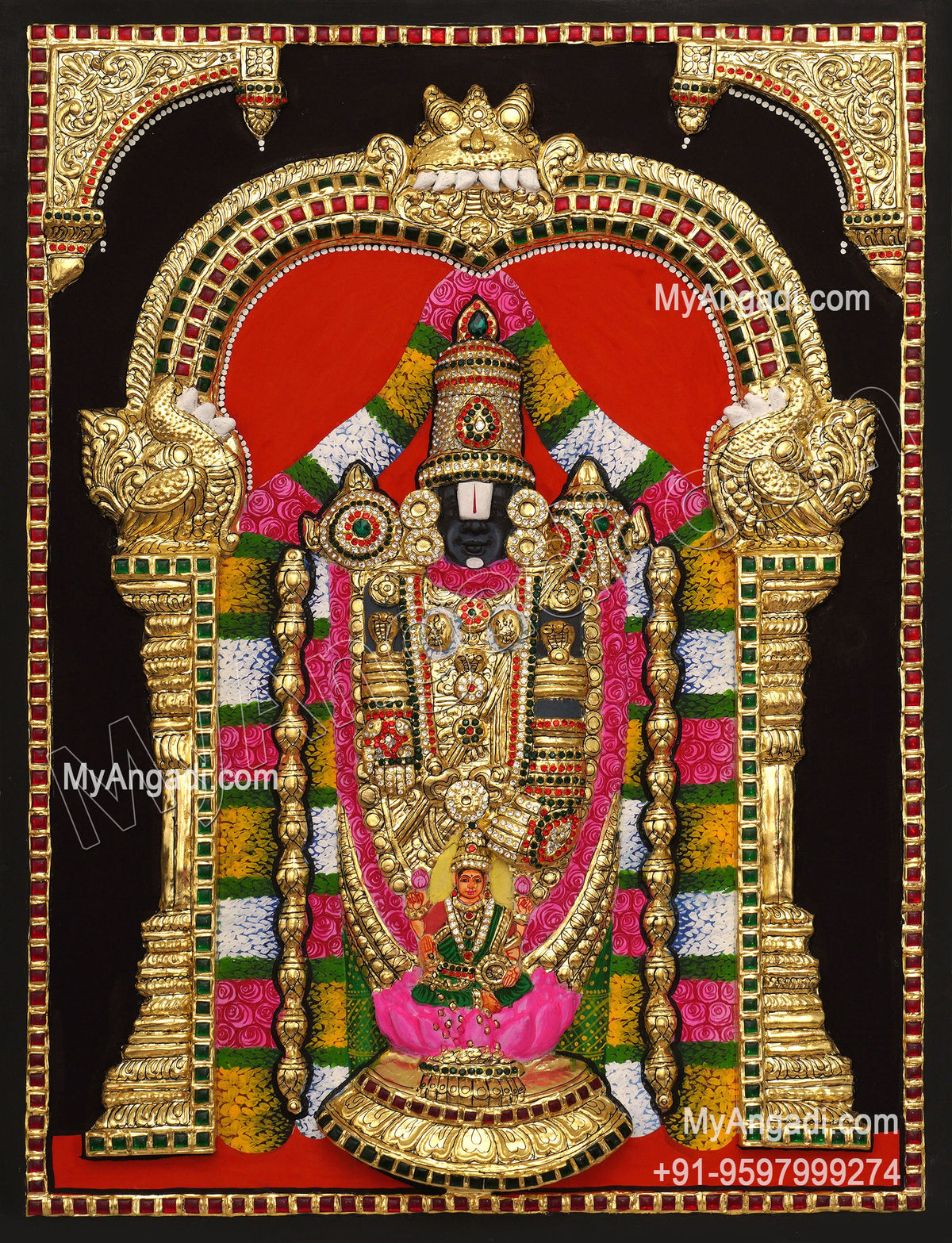 3D Balaji Lakshmi Tanjore Painting