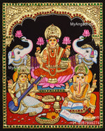 Ganesha Lakshmi Saraswathi Tanjore Painting