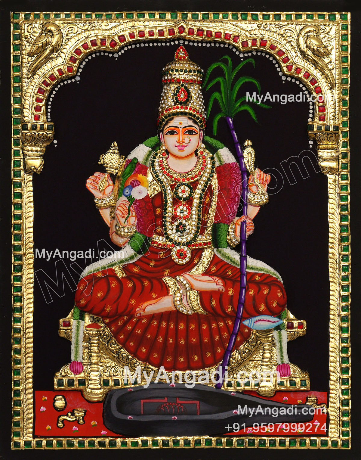 Kamatchi Amman 3D Tanjore Painting