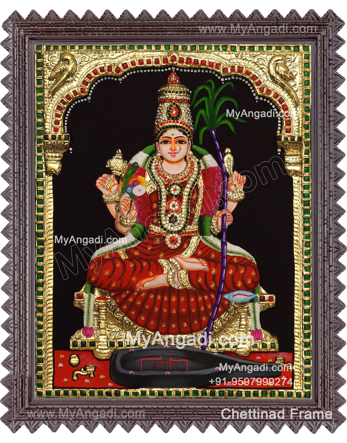 Kamatchi Amman 3D Tanjore Painting