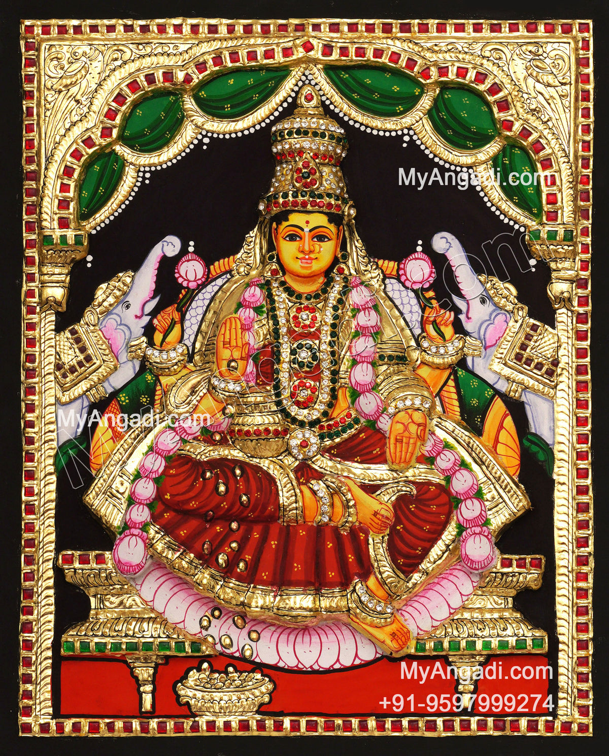 3D Gajalakshmi Tanjore Painting