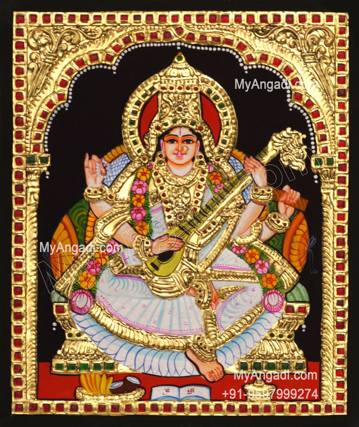 Saraswathi Devi Tanjore Painting