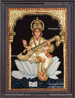 Embossed Saraswathi3D Tanjore Painting