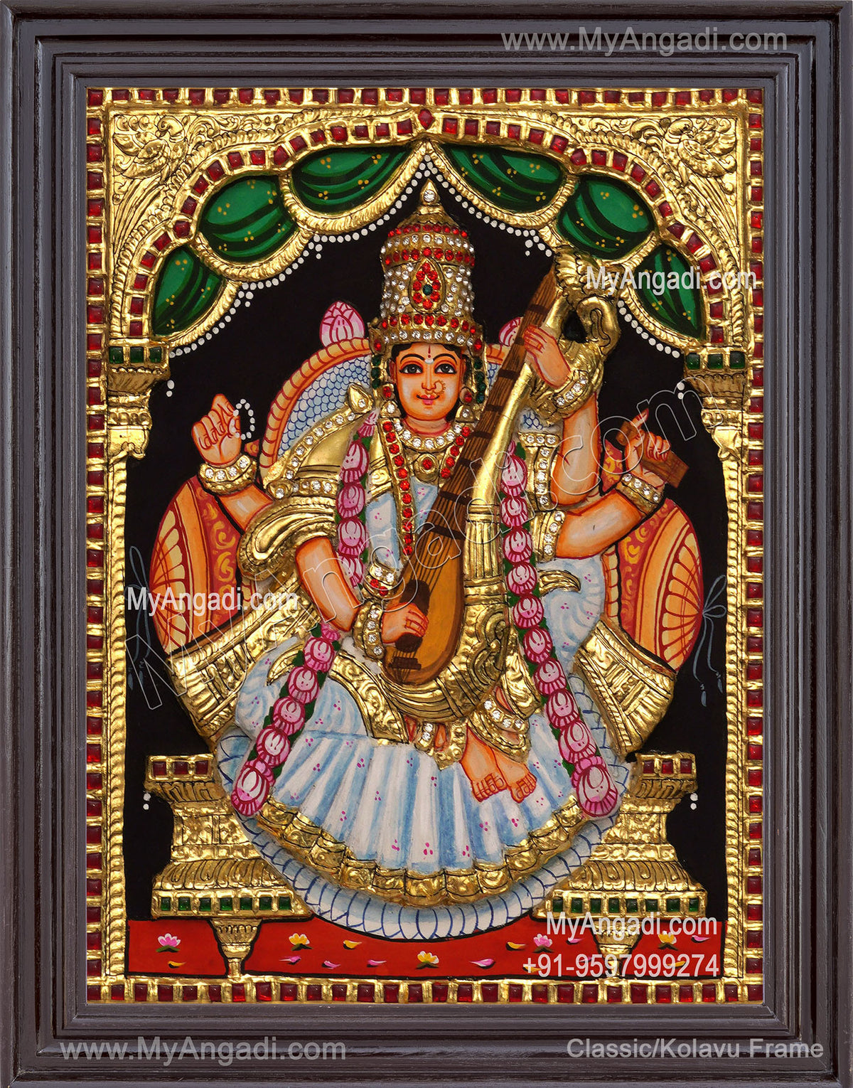 Saraswathi 3D Tanjore Painting