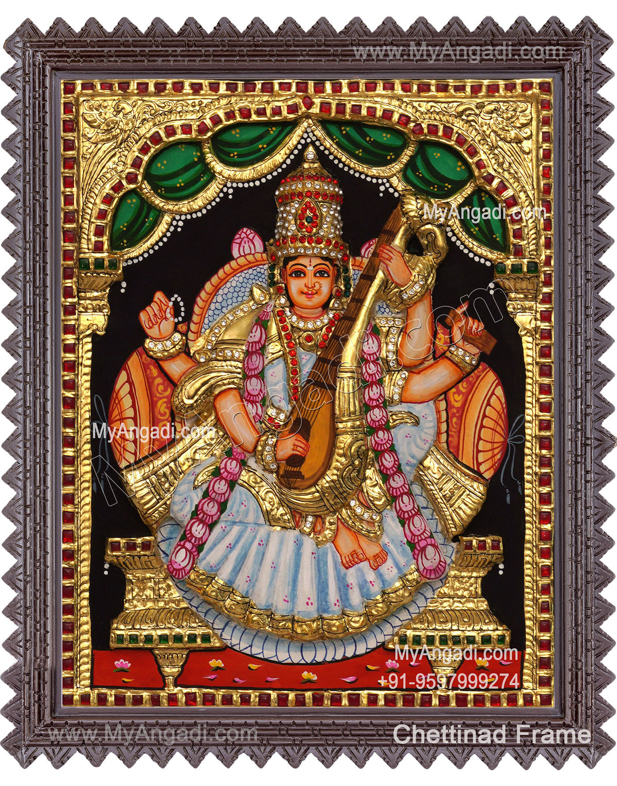 Saraswathi 3D Tanjore Painting