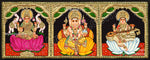 3 PanelLakshmi Ganesha Saraswathi Tanjore Painting