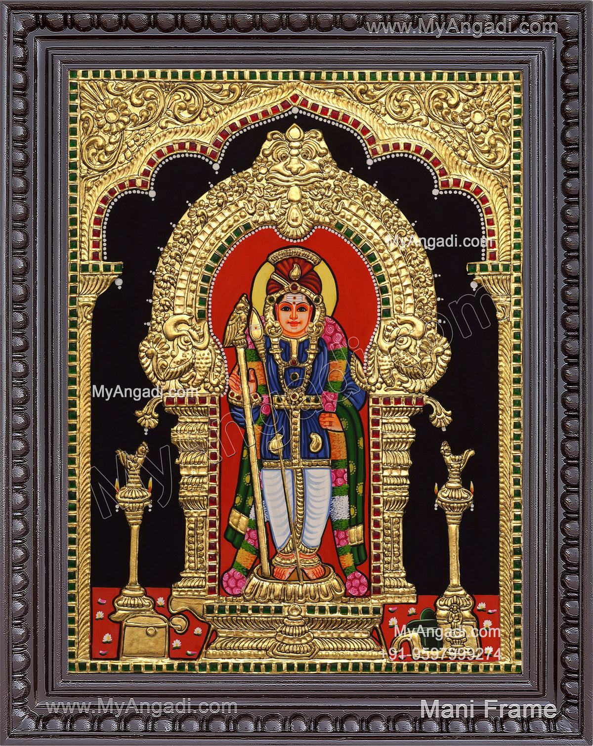 Palani Raja Alangara Murugan Tanjore Painting