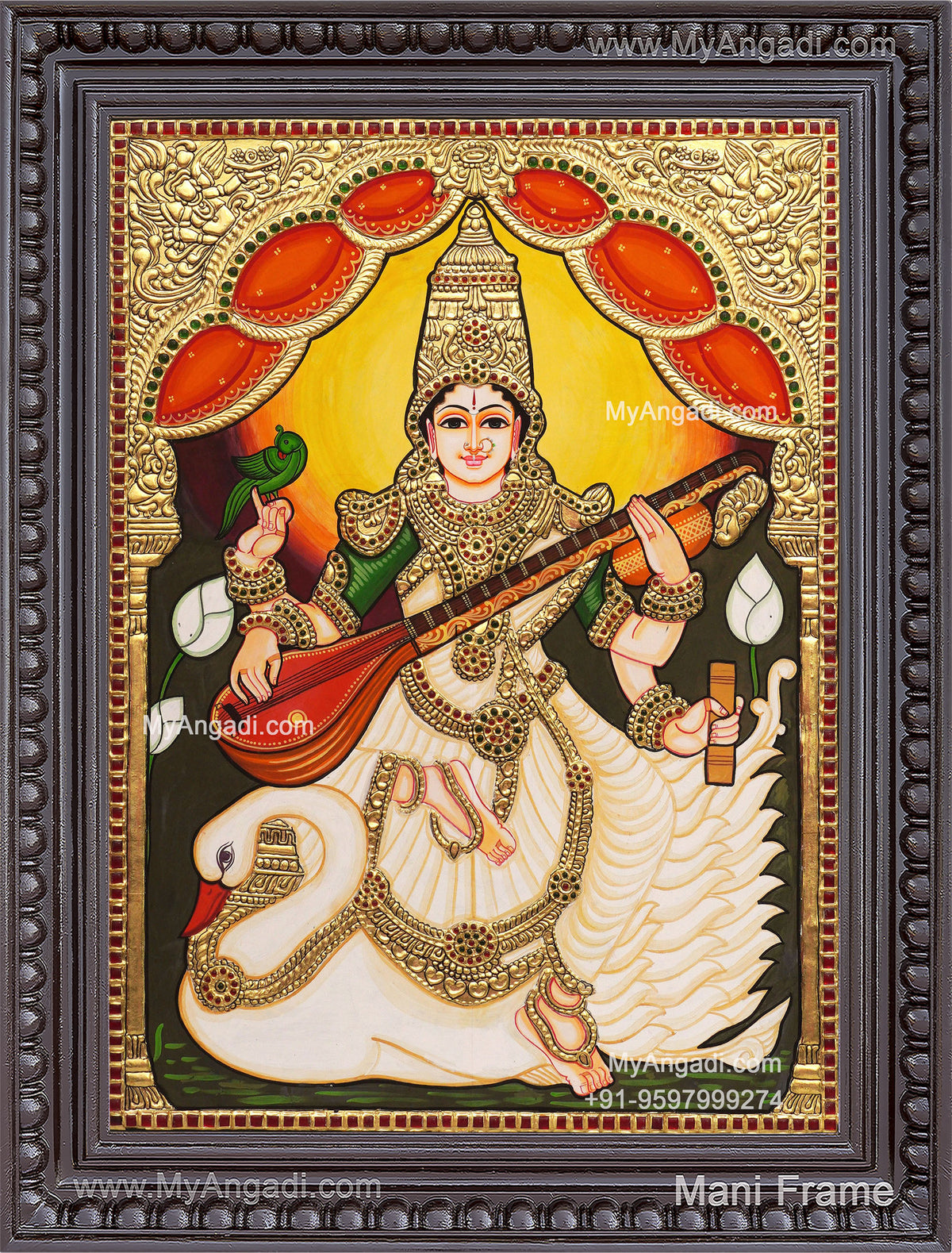 Saraswathi Devi Tanjore Painting
