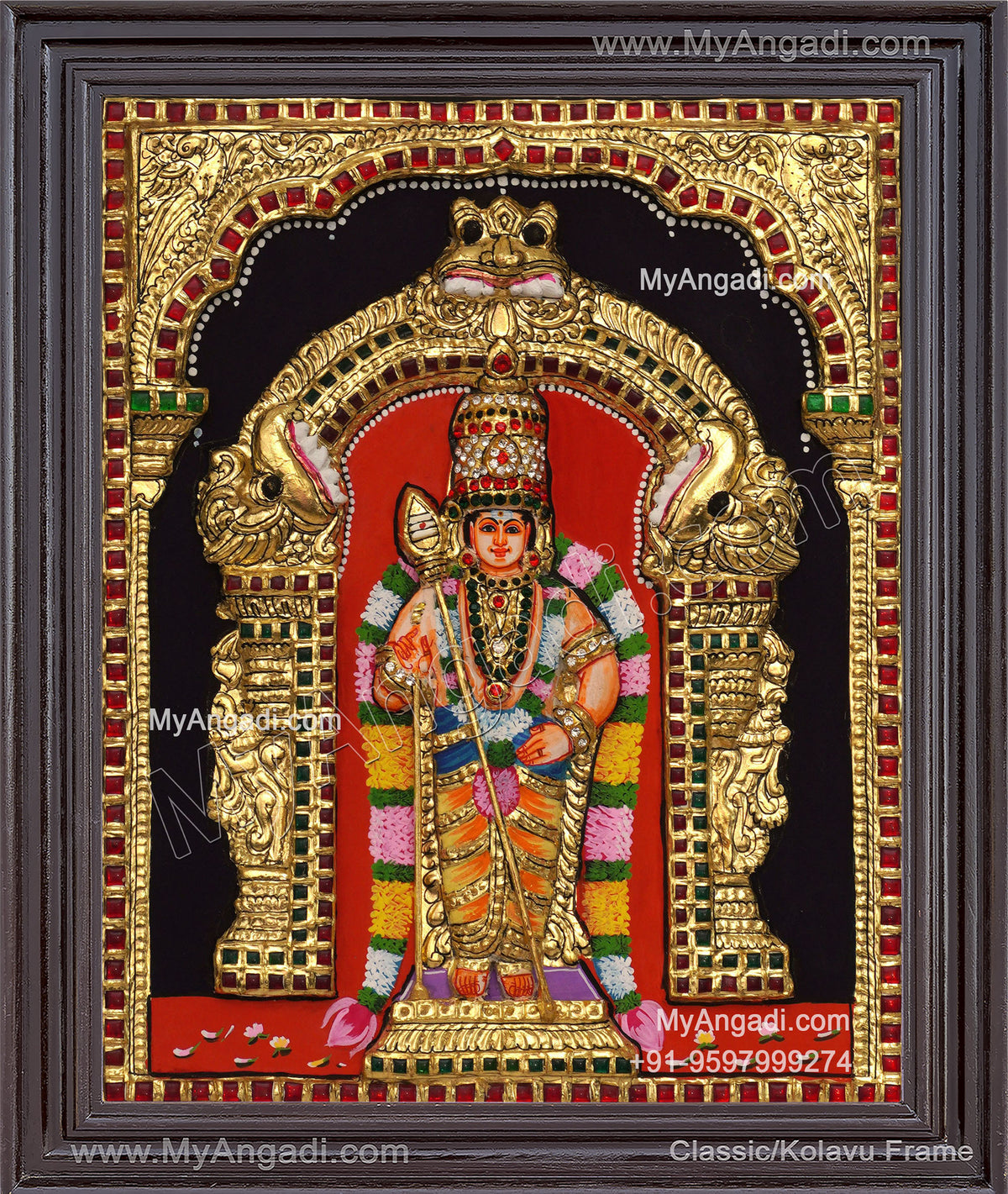 Murugan 3d Embossed Tanjore Painting