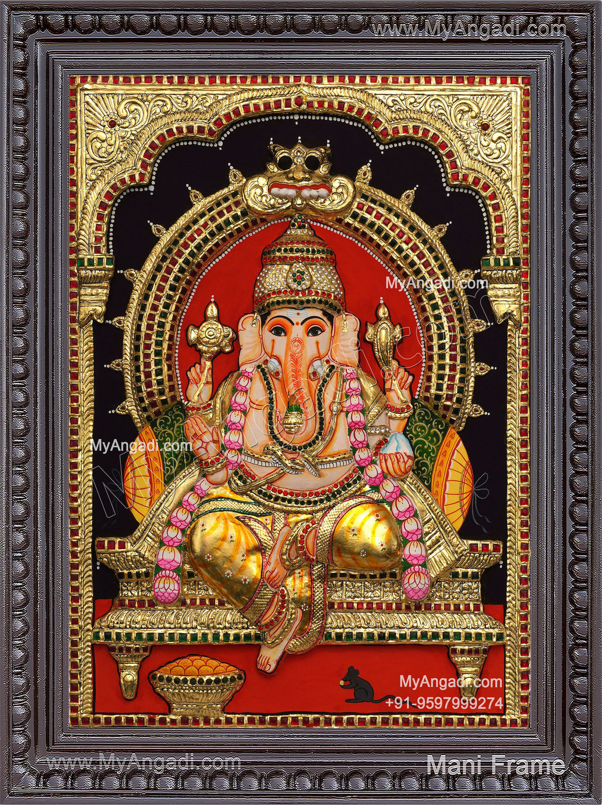 Ganesha 3d Embossed Tanjore Painting