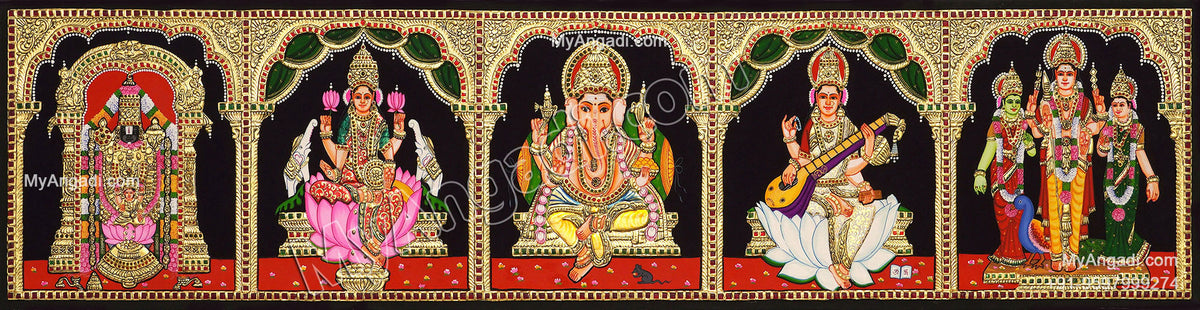 5 PanelTanjore Painting