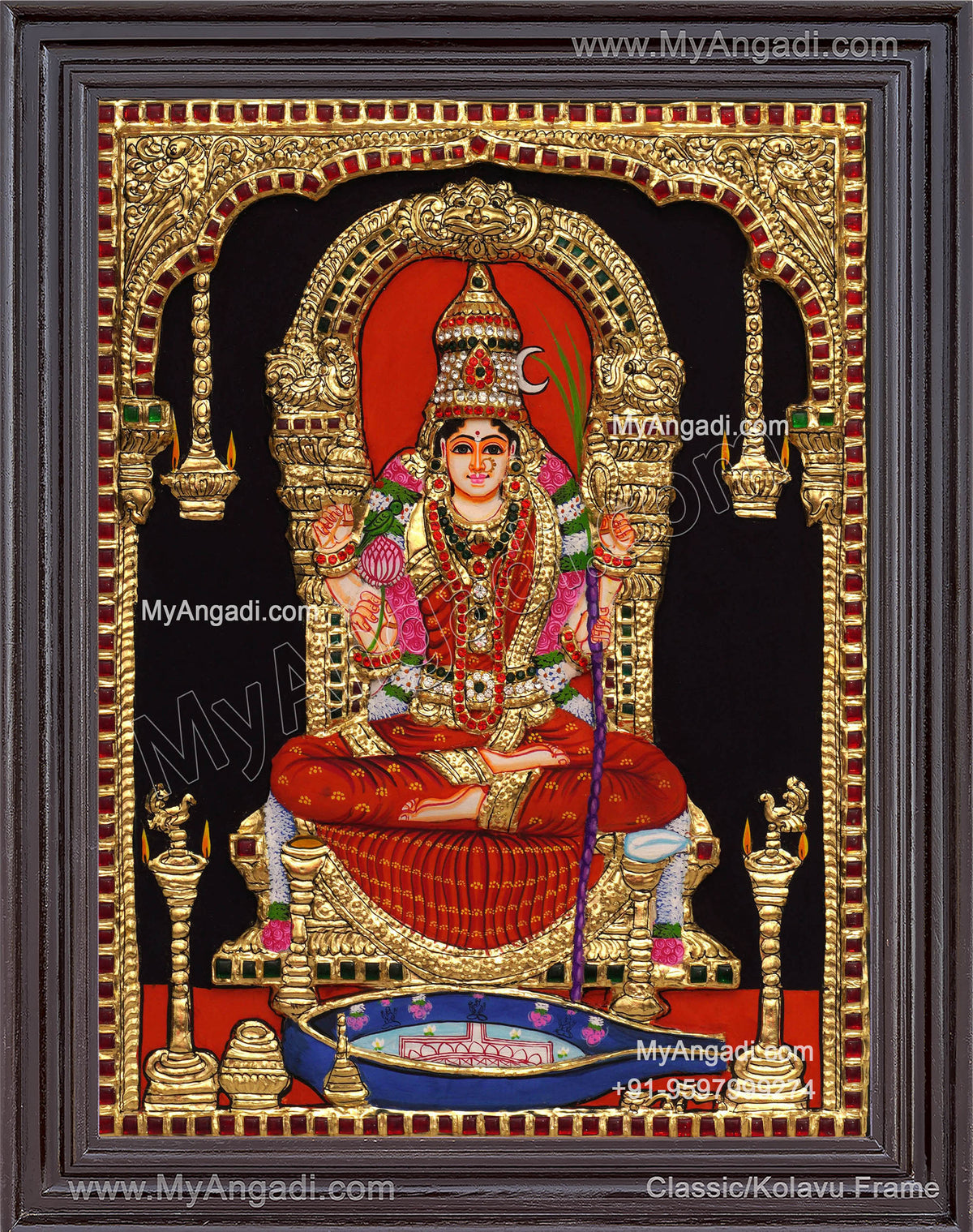 Kamatchi Amman 3D Tanjore Painting