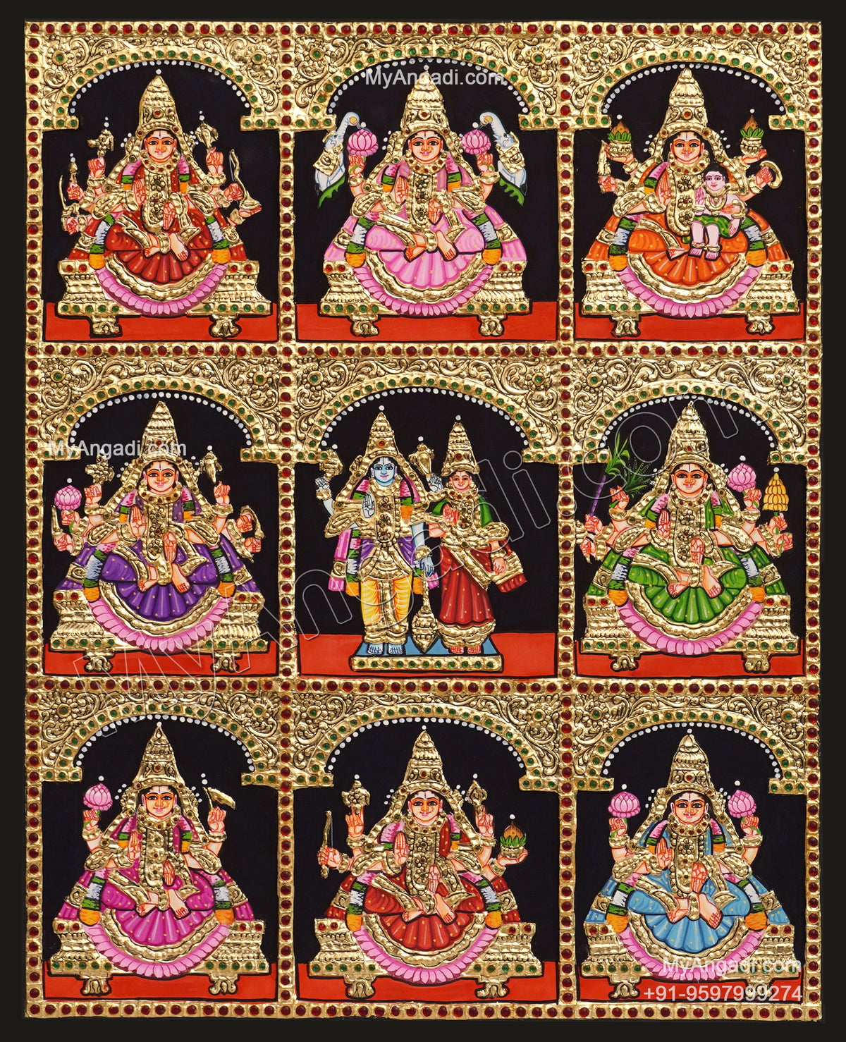 Ashta Lakshmi Tanjore Painting
