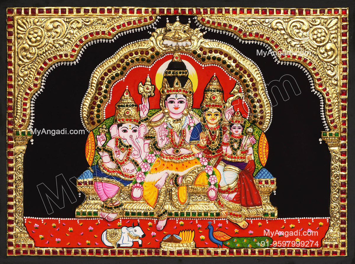 2D Shiva Family Tanjore Painting