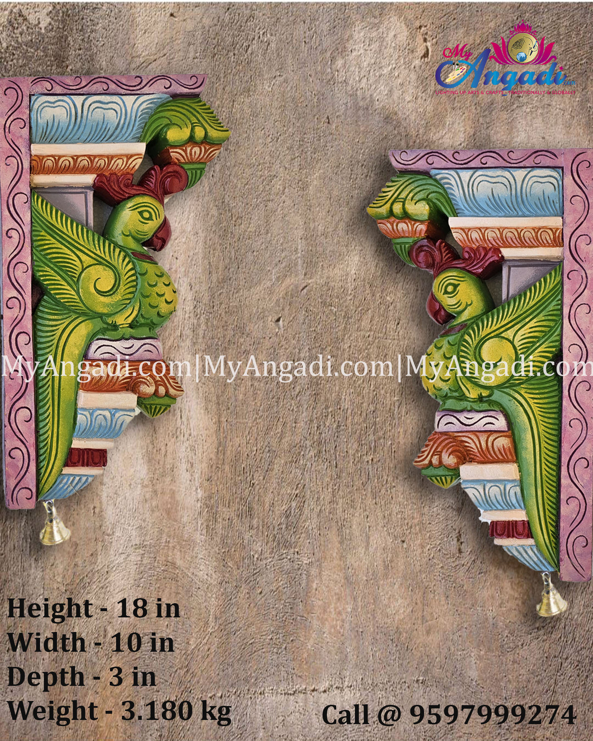 Vagai Wood Parrot Brackets
