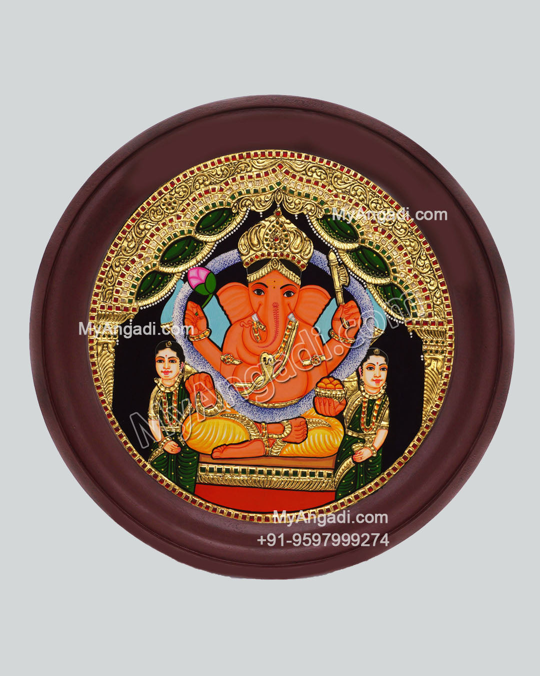 Siddhi Vinayagar Round Tanjore Painting