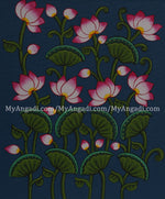 Pichwai Lotus Blue Canvas Painting