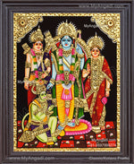 Ram Darbar - Ram with Sita, Hanuman, LakshmananTanjore Painting